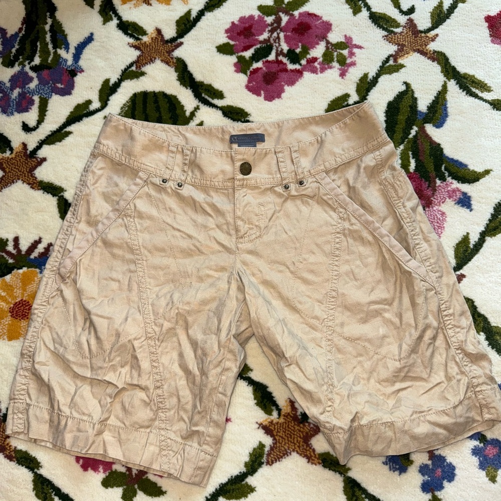 Armani Exchange 100% Cotton Cargo Khaki Shorts